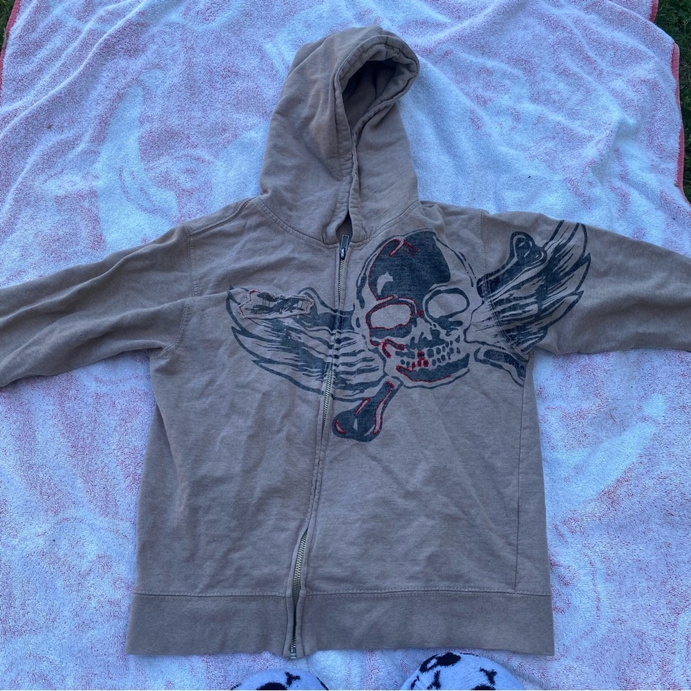 cropped y2k grunge vintage skater tan jacket